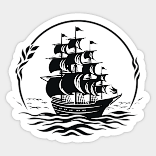 Pirate Ship Ocean World Wonder Adventure Vector Graphic Sticker